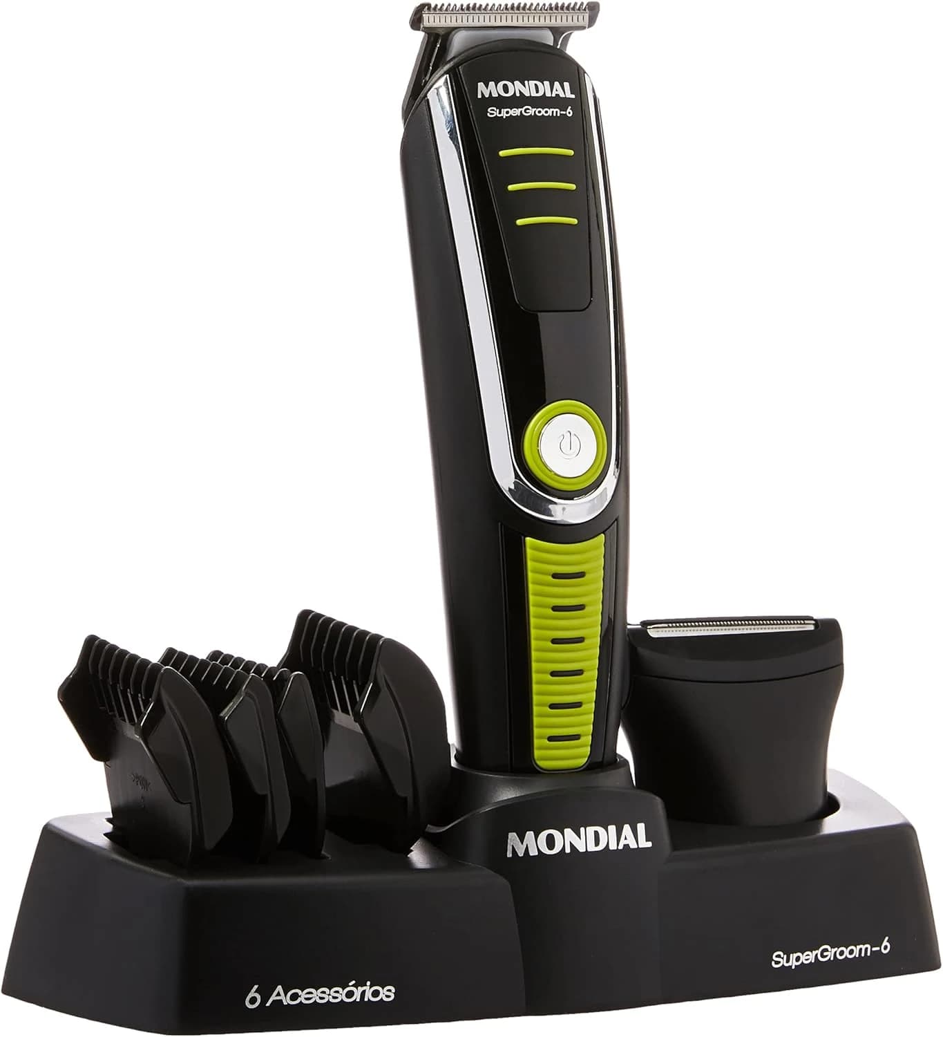 Aparador de Pelos Super Groom 06, Mondial, Preto/Verde, 6W, Bivolt - BG-04