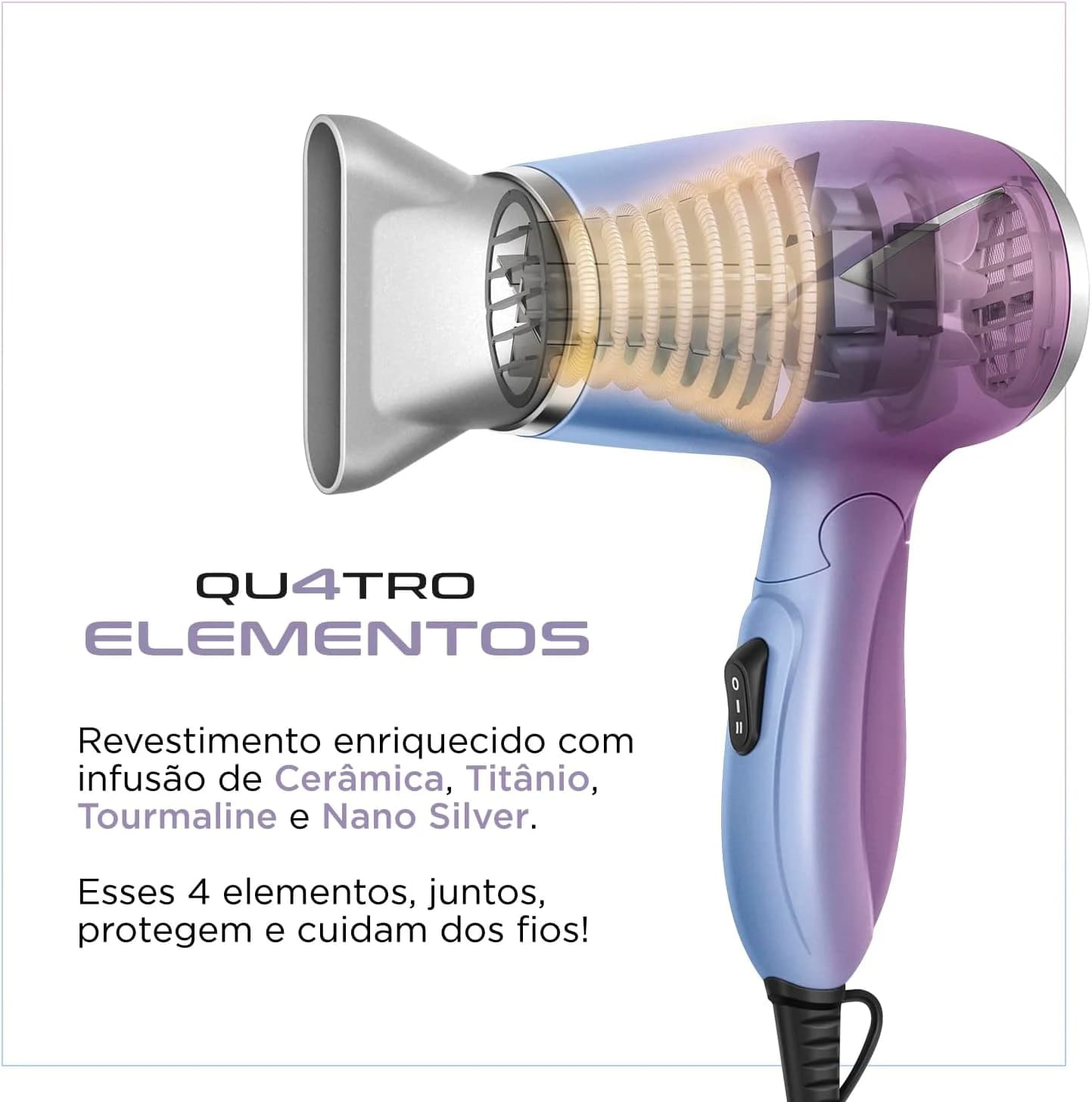 Secador de Cabelo By Juliette, Mondial, Azul/Rosa, 1200W, Bivolt - SCT-JU-03