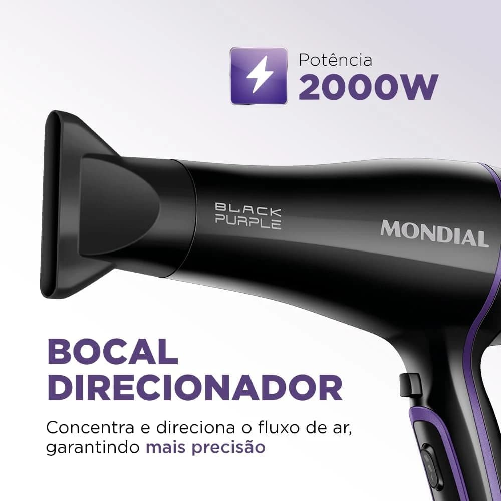 Secador de Cabelos, Mondial, Preto, 2000W, 127V - SCN-01