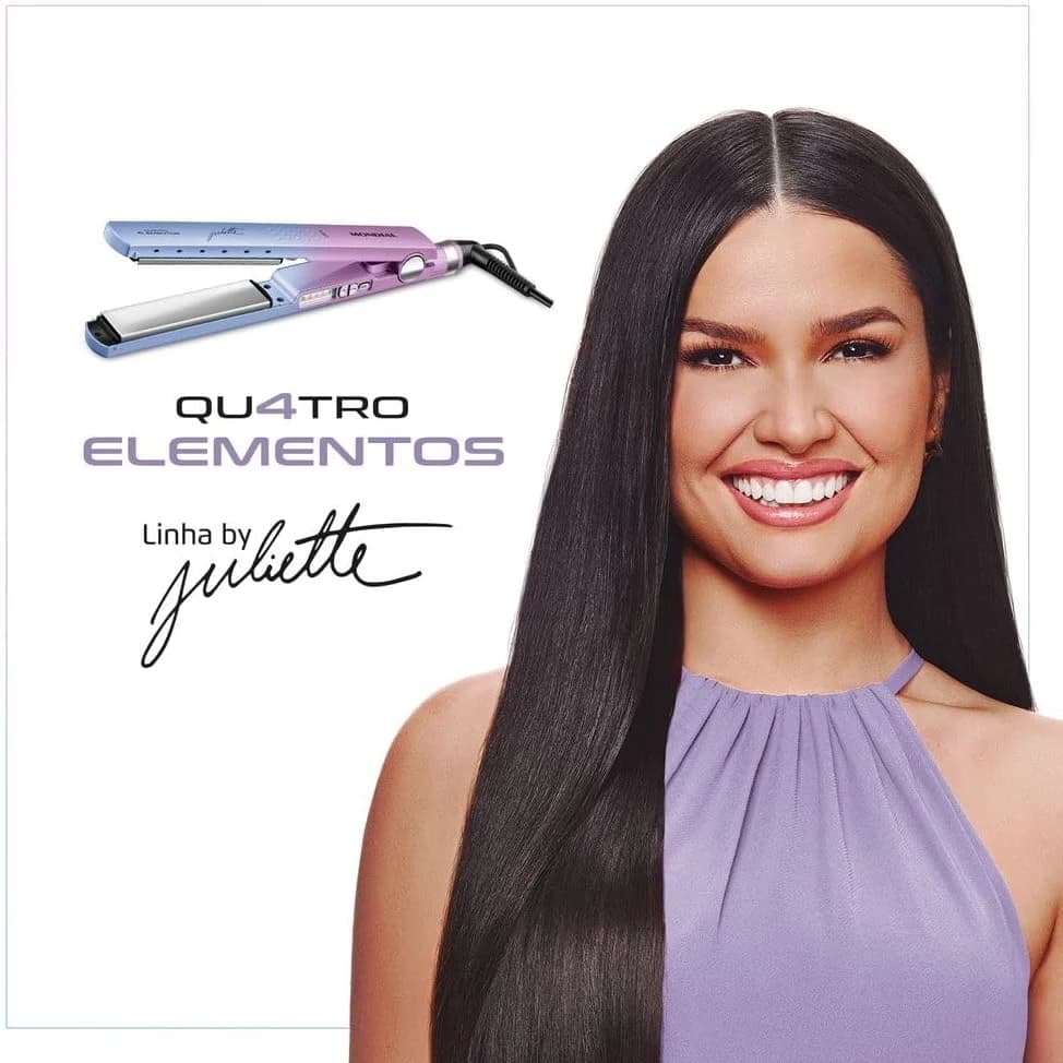 Prancha Alisadora By Juliette, Mondial, Azul/Rosa, 60W, Bivolt - P-JU-03