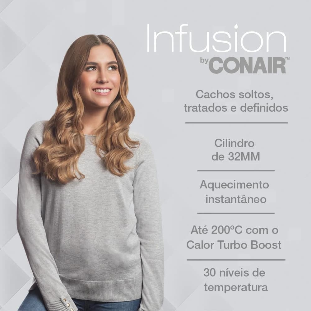 Modelador de Cachos Conair Double Ceramic 32mm Branco Bivolt