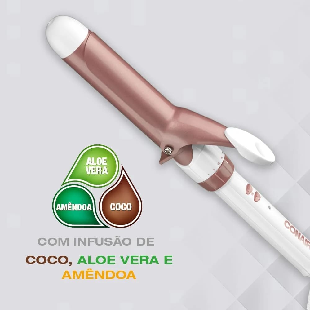 Modelador de Cachos Conair Double Ceramic 32mm Branco Bivolt