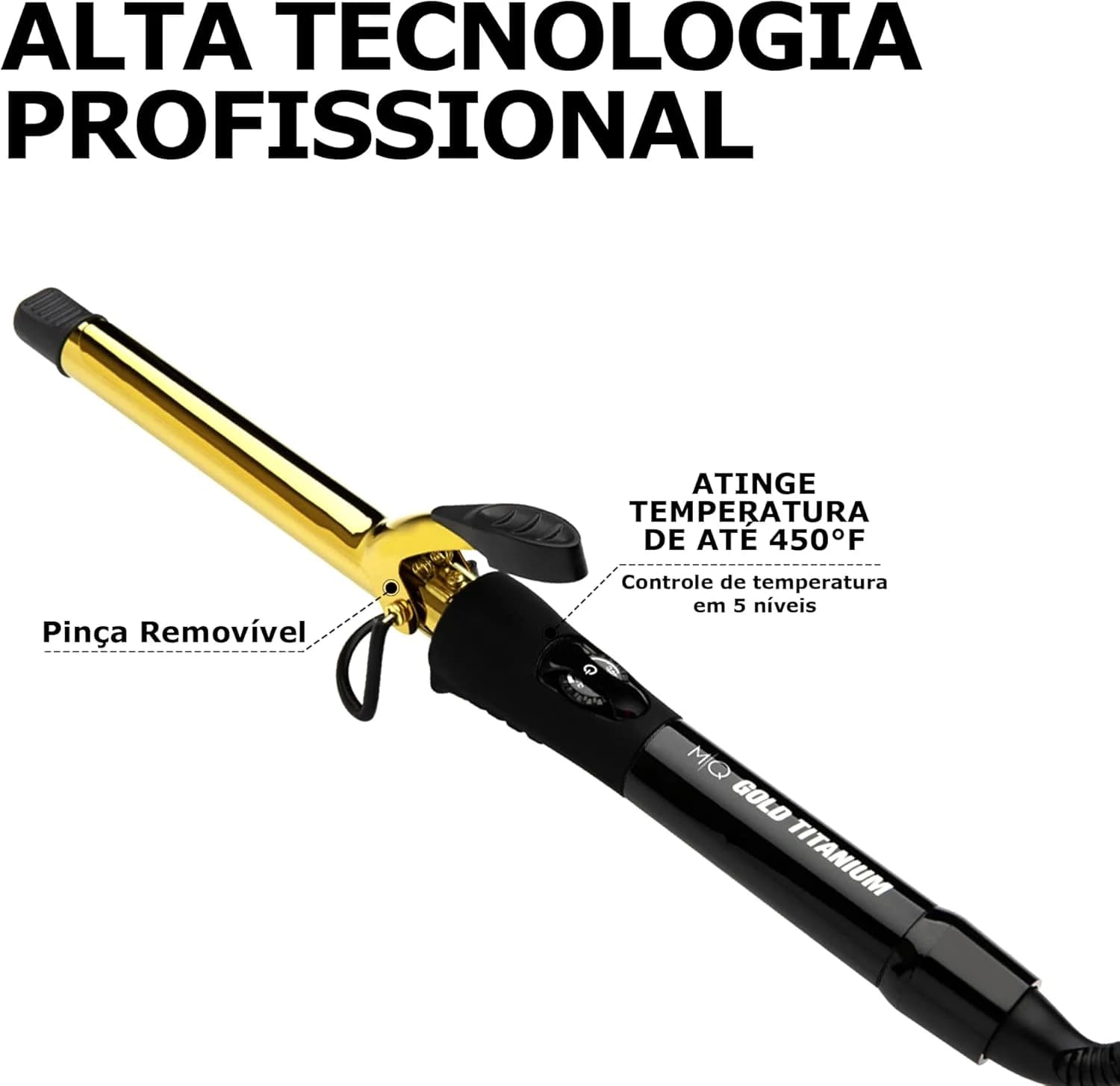 MQ Professional - Modelador de Cachos Profissional Gold Titanium - 32mm - Bivolt