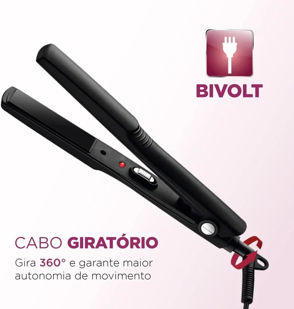 Prancha Alisadora Tourmaline Ceramic, Mondial, Preto, 30W, Bivolt - P-15