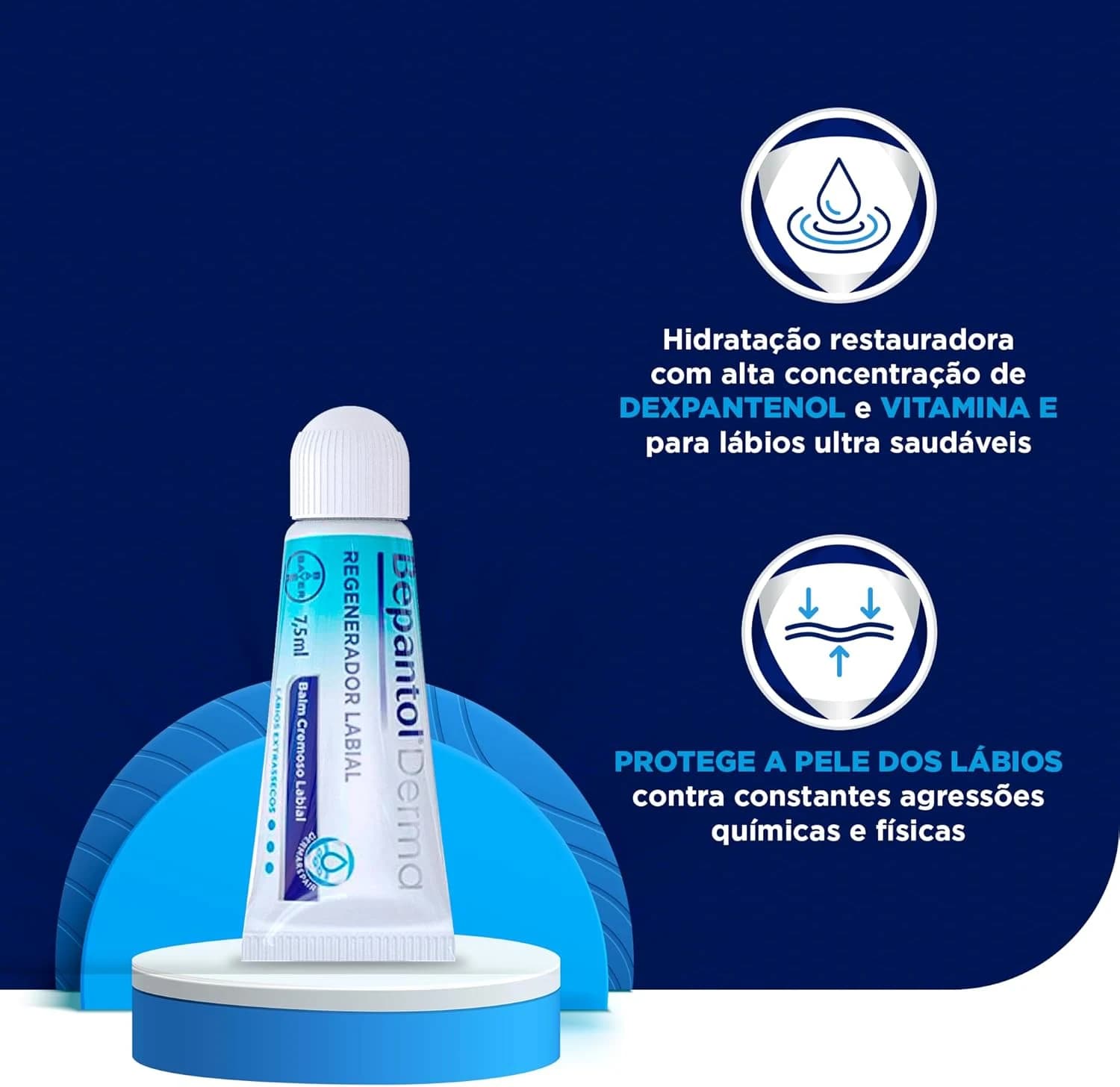 Bepantol Derma Regenerador Labial Diário, Hidratante, 7,5ml