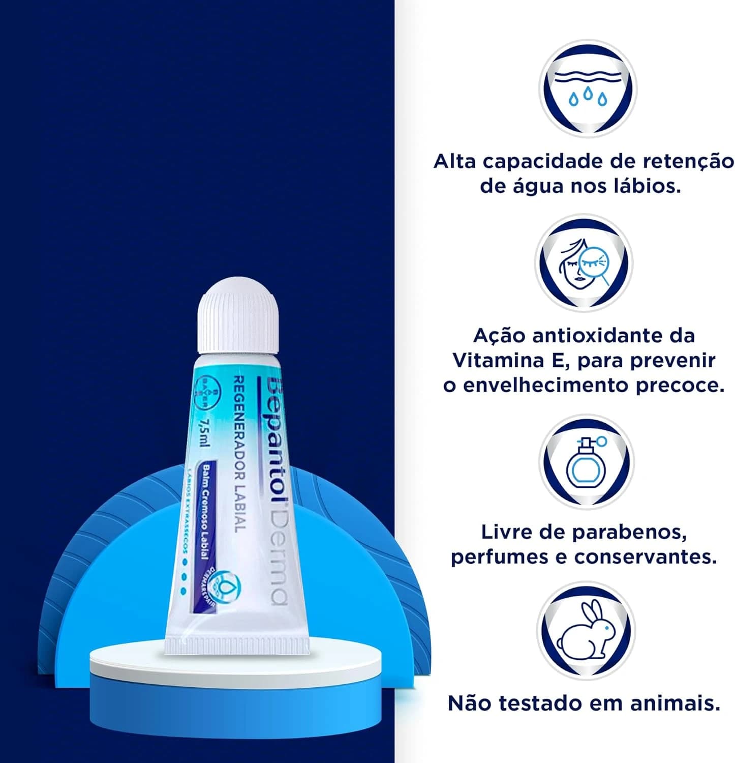 Bepantol Derma Regenerador Labial Diário, Hidratante, 7,5ml