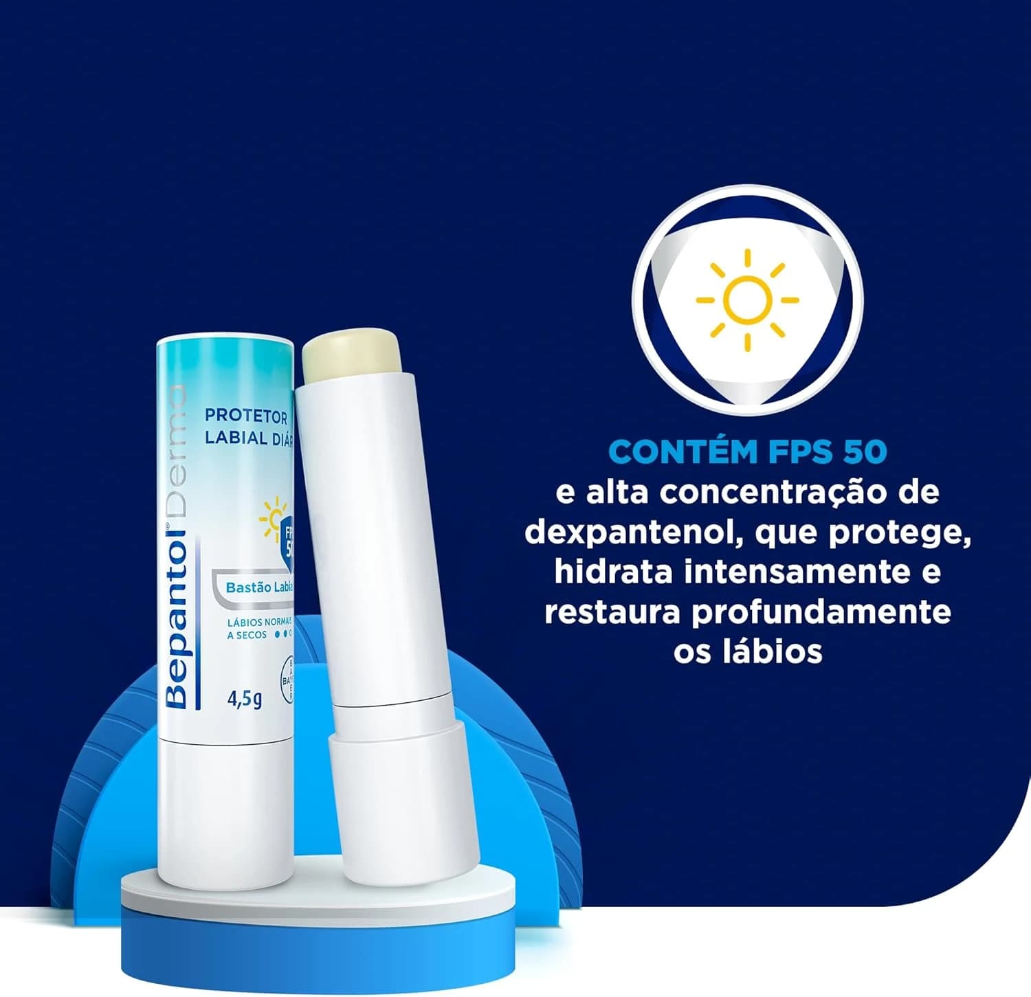 Bepantol Derma Protetor Labial Diário, Hidratante Labial FPS 50, 4,5g