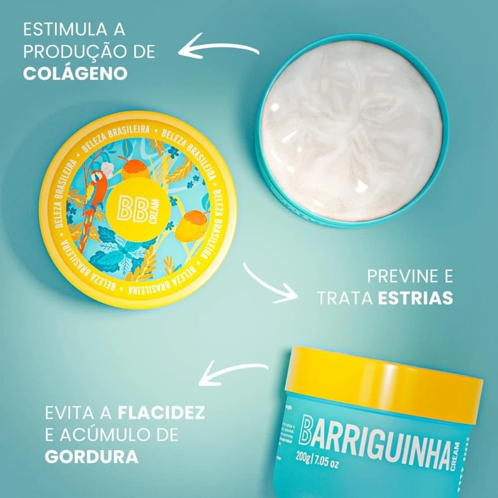 Beleza Brasileira Barriguinha Cream Creme Firmador e Redutor de Medidas, Celulites e Flacidez.