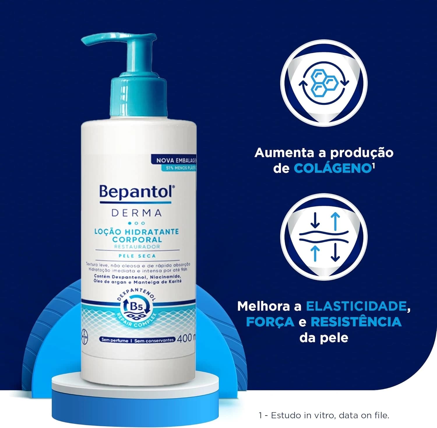 Bepantol Derma Hidratante Corporal, Restaurador para Pele Seca, 400ml