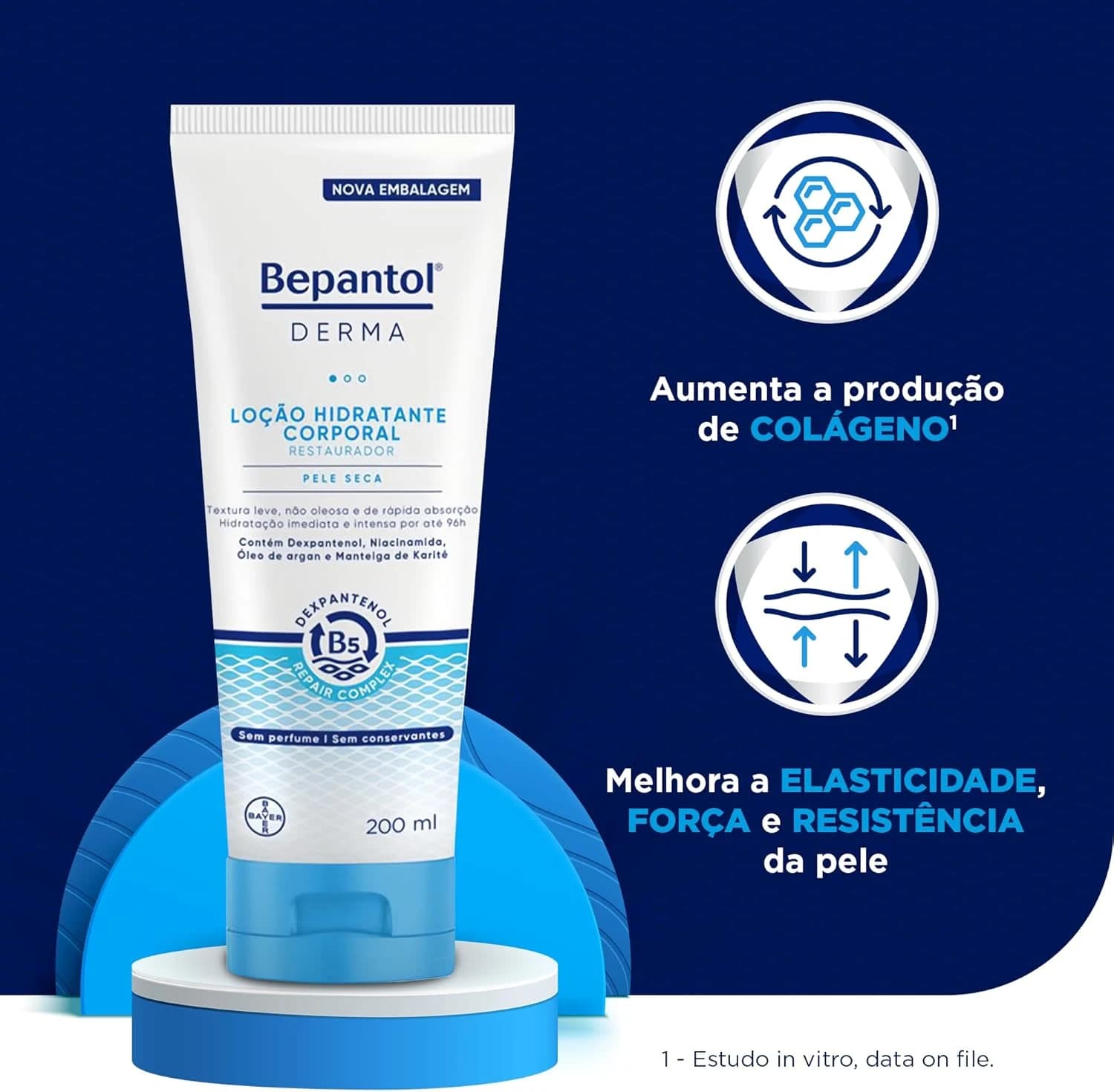 Bepantol Derma Hidratante Corporal, Restaurador para Pele Seca, 200ml