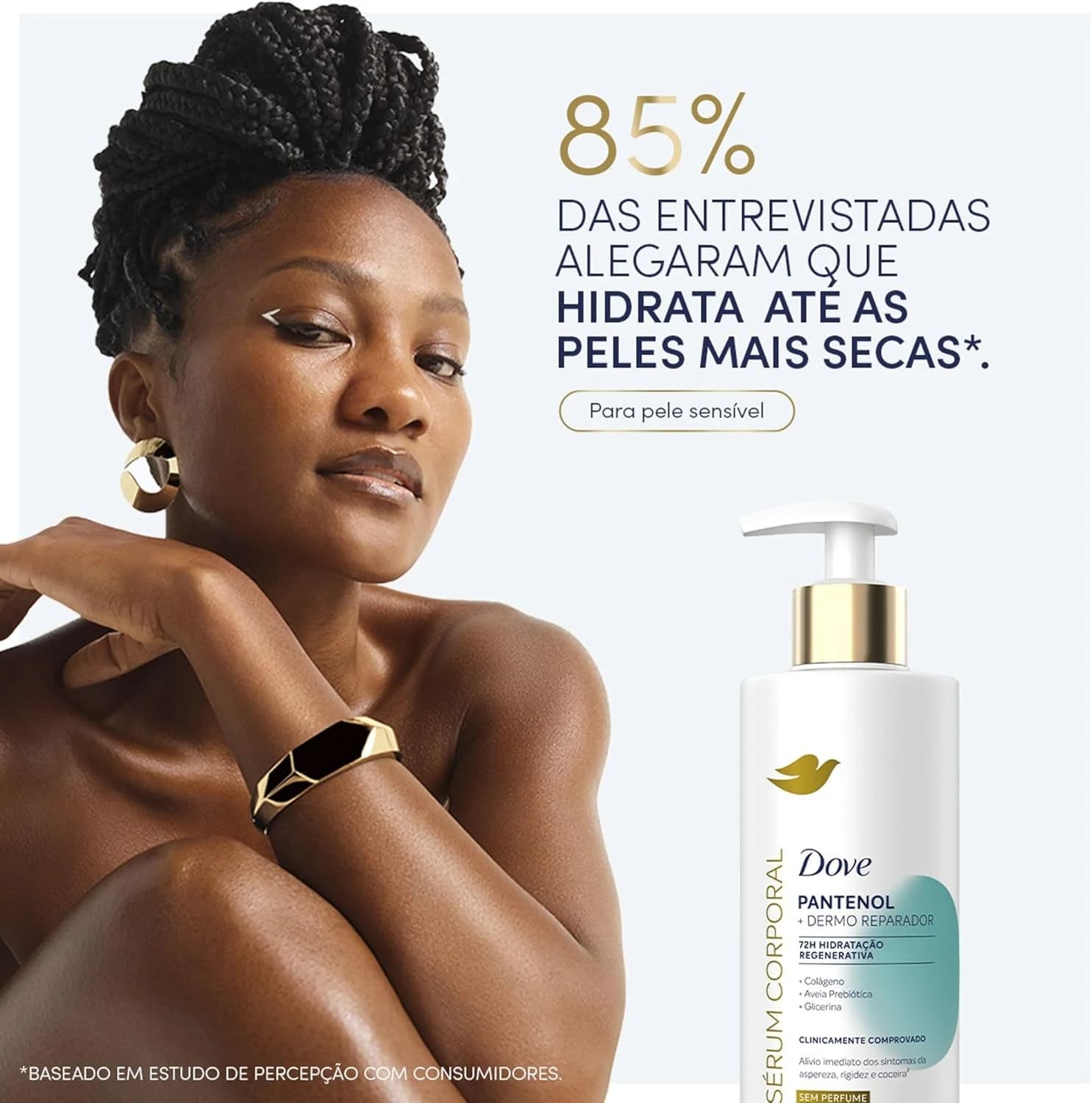 Dove Sérum Hidratante Corporal sem Perfume Pantenol + Dermo Reparador 380ml