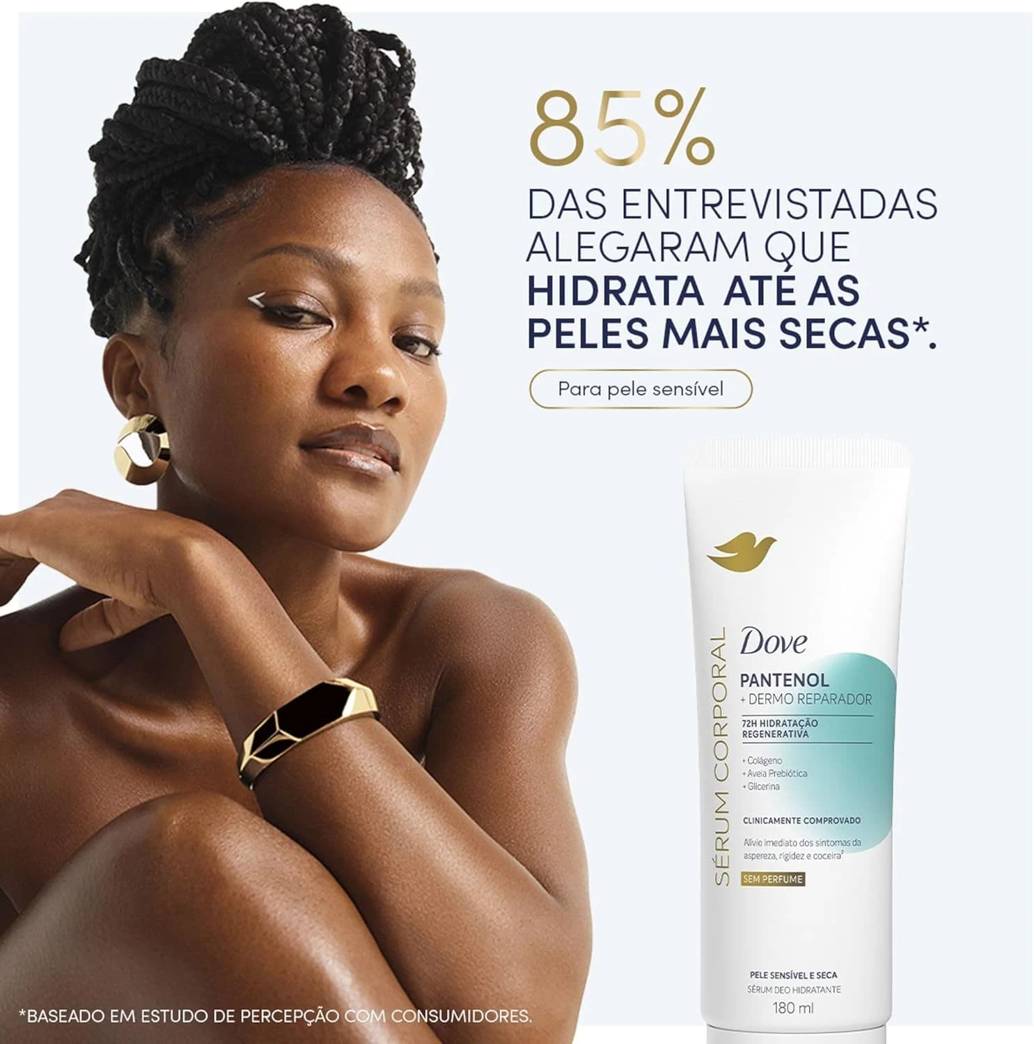 Dove Sérum Hidratante Corporal sem Perfume Pantenol + Dermo Reparador 180ml