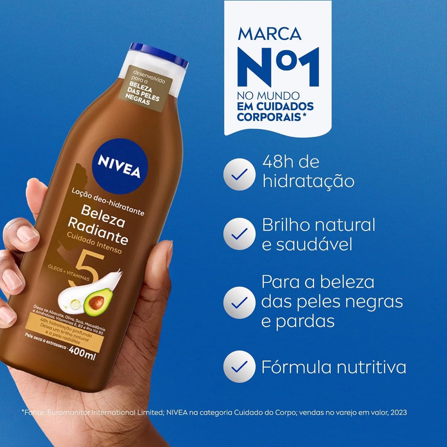 NIVEA Hidratante Desodorante Beleza Radiante Cuidado Intenso 400ml