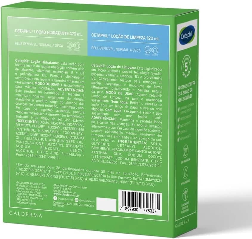 KIT COMPRE GANHE CETAPHIL LOÇÃO HIDRA 473ML + LOÇÃO LIMPEZA 120ML