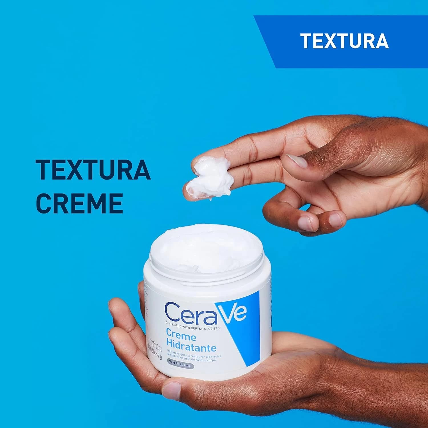 CeraVe Creme Hidratante Corporal, com 3 Ceramidas Essenciais e Ácido Hialurônico, 453g