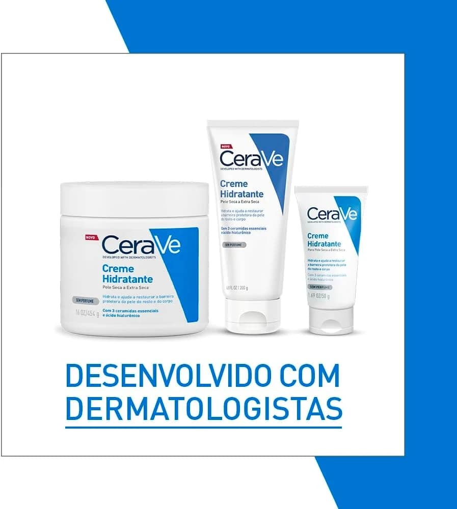 CeraVe, Creme Hidratante Corporal, com textura Cremosa e Ácido Hialurônico 50g
