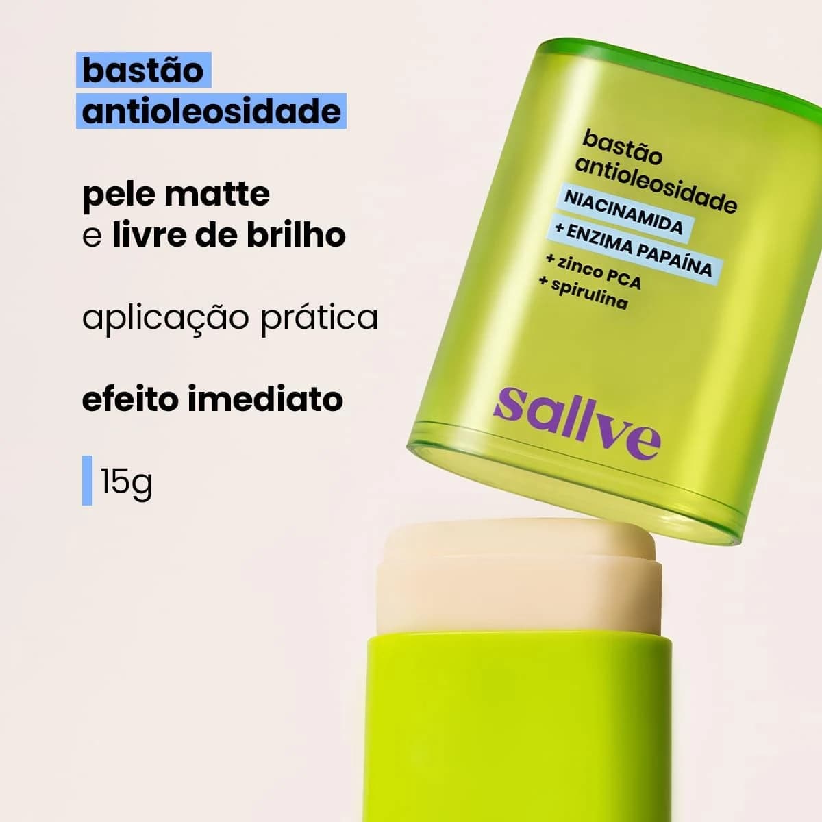 Sallve Bastão Antioleosidade 15g Com Niacinamida