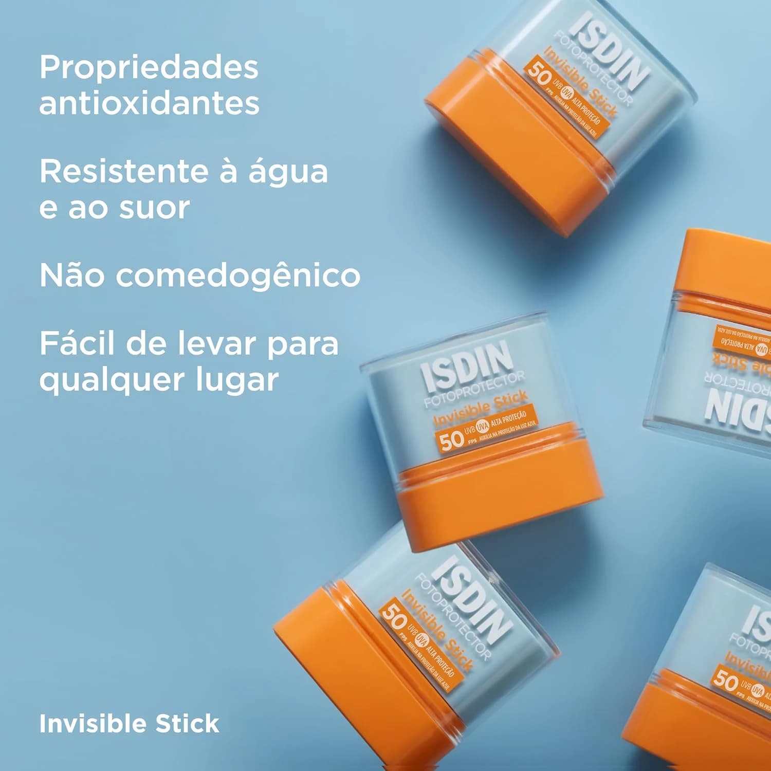 ISDIN Protetor Solar Facial em bastão Invisible Stick FPS 50-10G