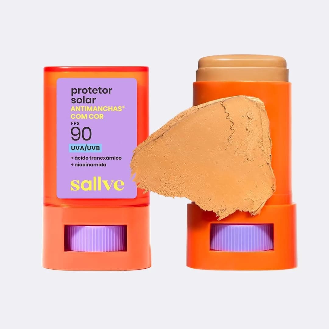 Sallve Protetor Solar Bastão Antimachas FPS 90 com Cor 4-15g