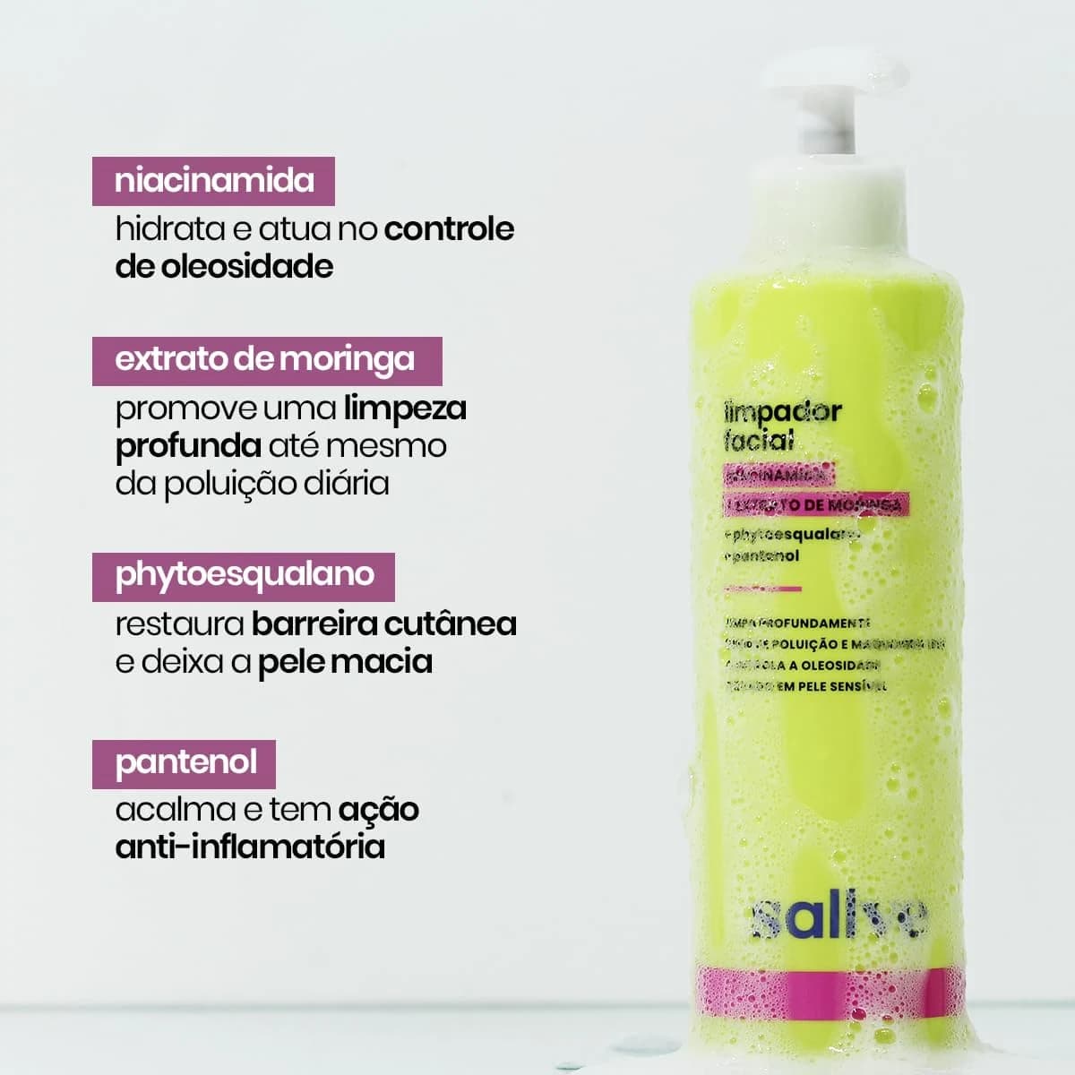 Sallve Limpador Facial 300Ml - Niacinamida Extrato De Moringa