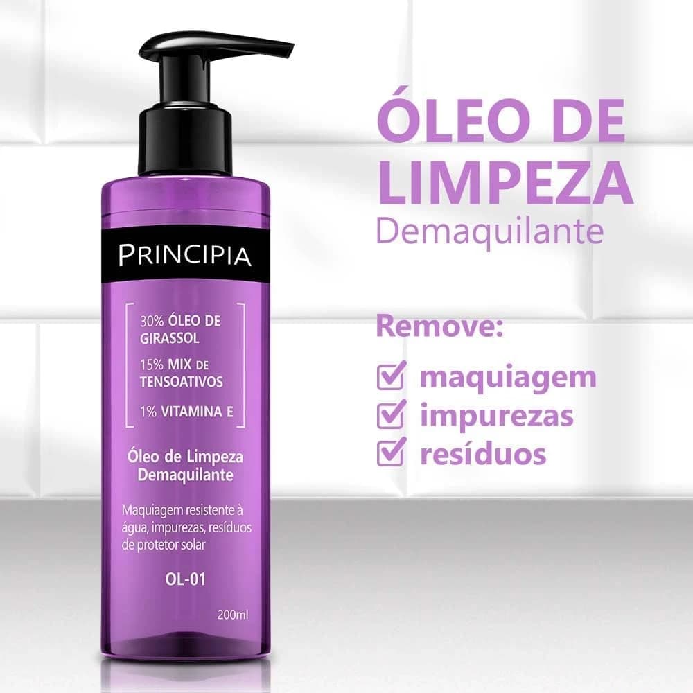 PRINCIPIA, Óleo de Limpeza Demaquilante Facial 30% Óleo de Girassol + 1% Vitamina E OL-01 200 ml
