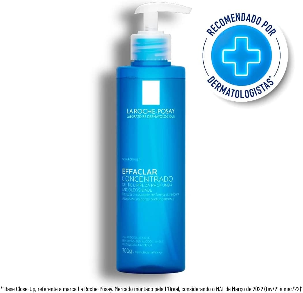 La Roche-Posay Effaclar Gel de Limpeza Facial Antiacne Concentrado com Ácido Salicílico, Zinco e LHA, 300ml