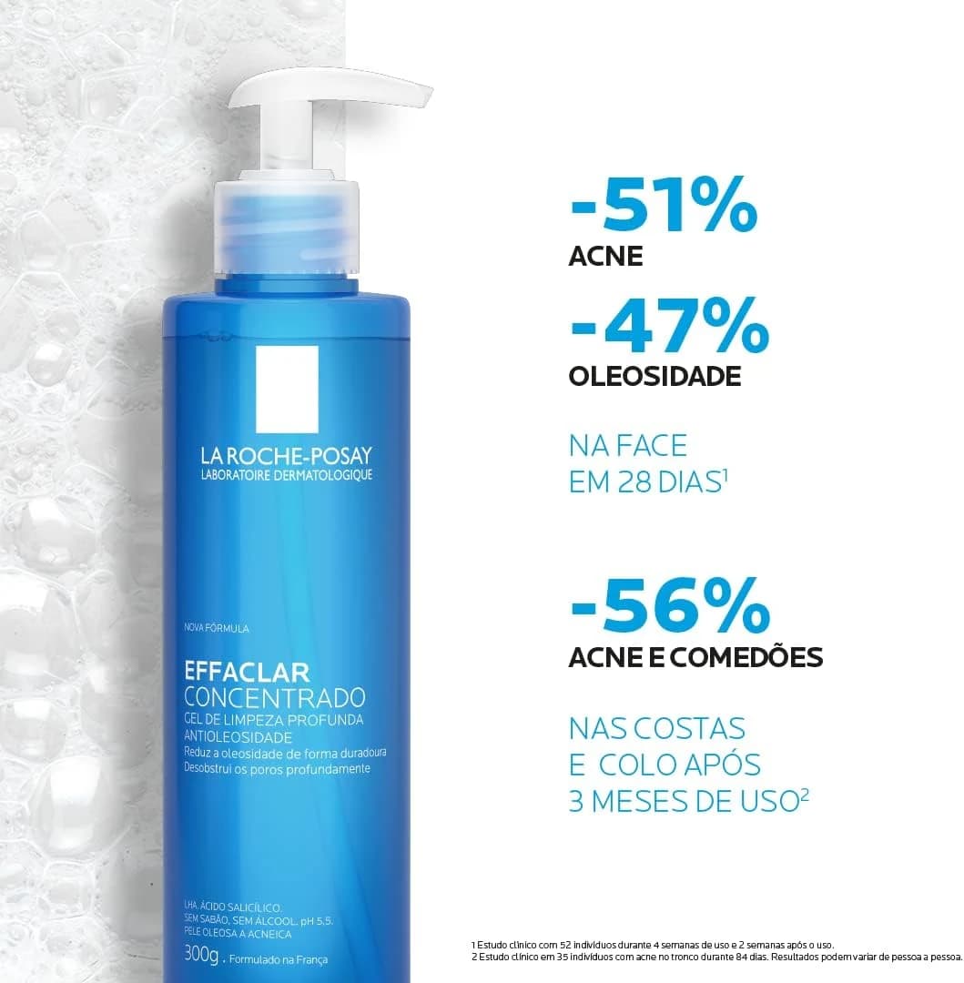 La Roche-Posay Effaclar Gel de Limpeza Facial Antiacne Concentrado com Ácido Salicílico, Zinco e LHA, 300ml