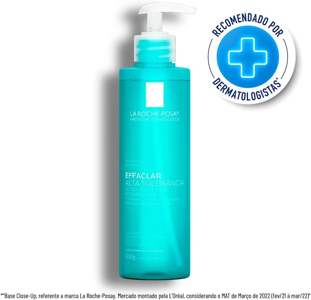 La Roche-posay Effaclar Gel Alta Tolerância. Pele Oleosa e Sensível. Caprylyl Glycol, Glicerina, PCA de Zinco. 300g