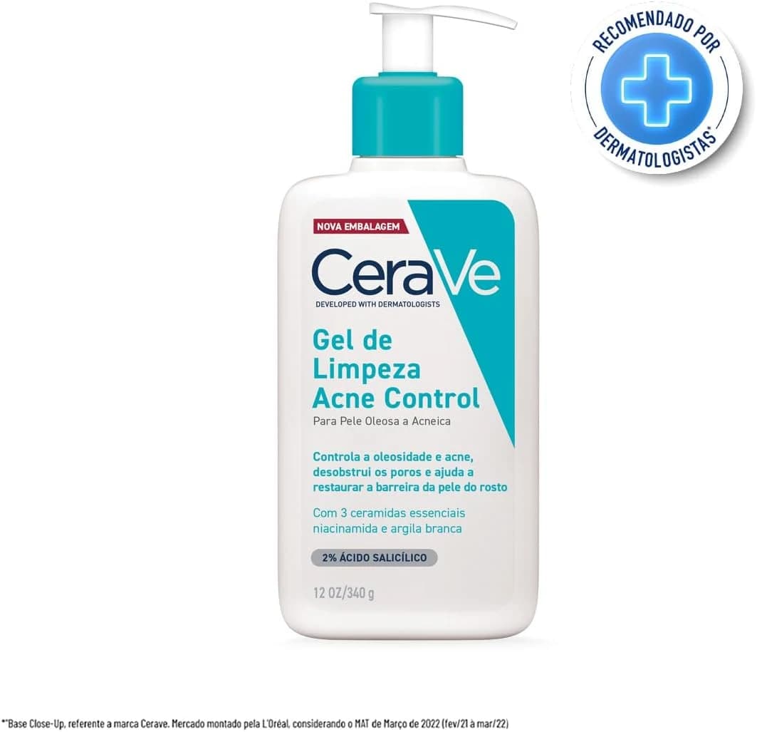 Cerave, Gel de Limpeza Acne Control com Niacinamida e Ácido Salicílico, 340g