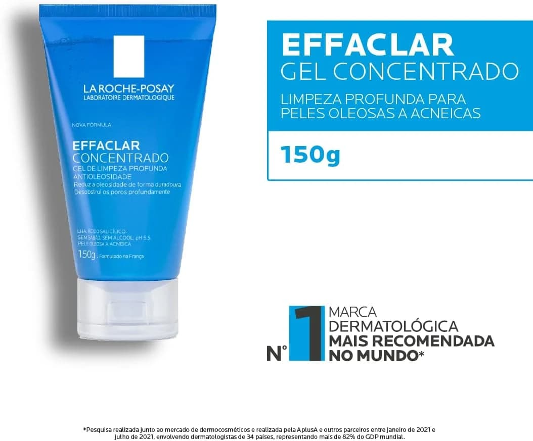 La Roche-posay Effaclar Gel Concentrado. Ácido Salicílico, LHA, PCA de Zinco. 150ml