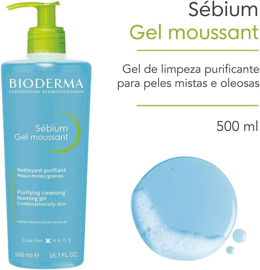 Bioderma Sébium Gel Moussant - Gel De Limpeza Purificante Antioleosidade 500 Ml