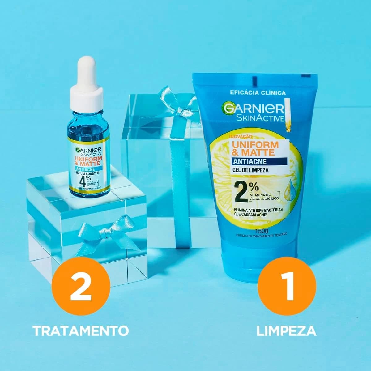 Garnier Uniform & Matte, Gel de Limpeza Facial com Ácido Salicílico e Vitamina C, 150g