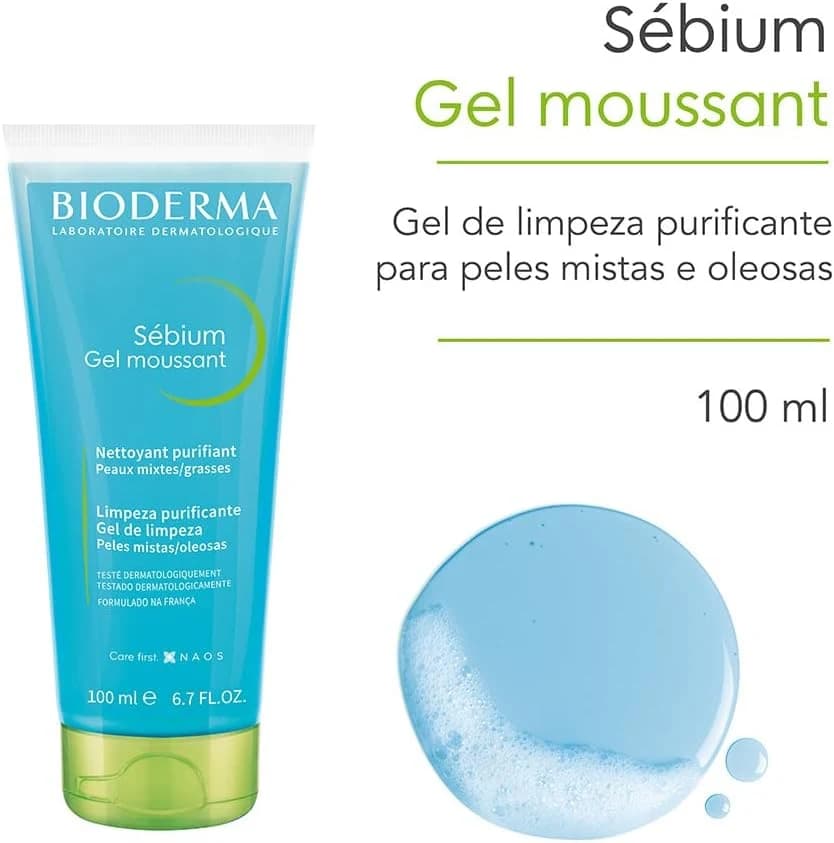 Sébium Gel Moussant - Gel de Limpeza Purificante Antioleosidade, Bioderma, 100 Ml