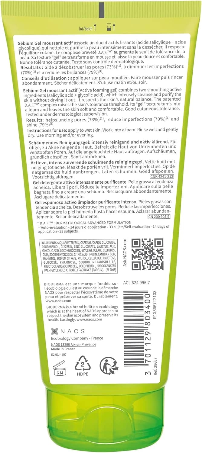 Sébium Gel Moussant Actif 200Ml, Bioderma