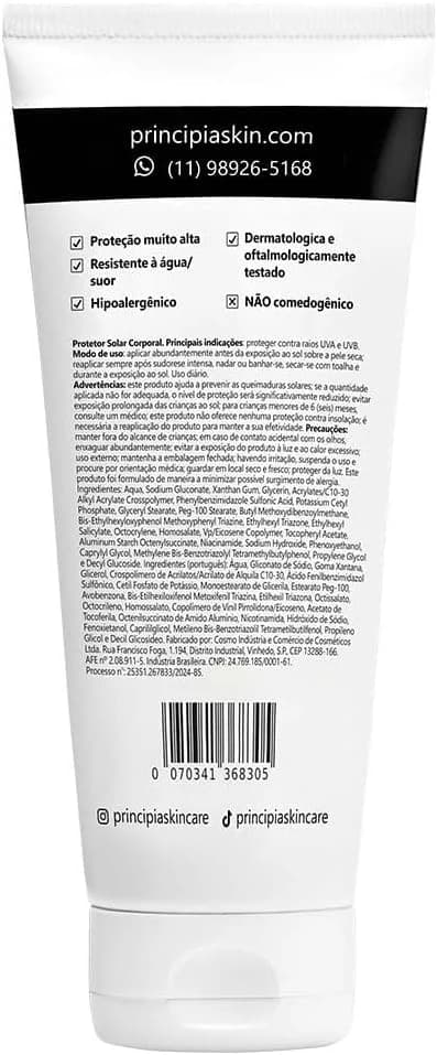 PRINCIPIA, Protetor Solar Corporal FPS 99,PS-03 com 200ml
