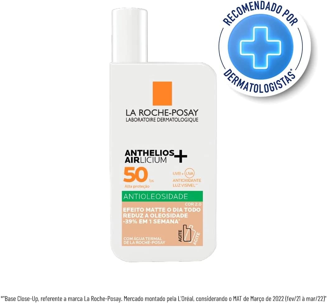 La Roche-Posay, Anthelios Airlicium, Protetor Solar Facial Antioleosidade com cor, 40g