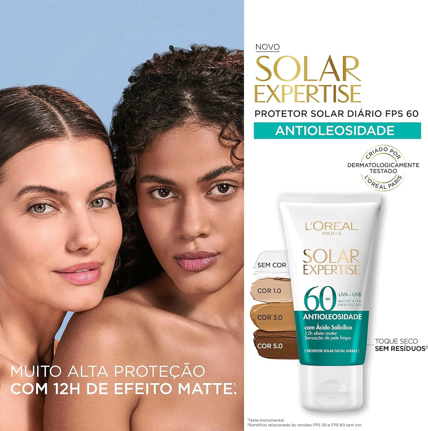 Protetor Solar Facial L'Oréal Paris Solar Expertise Antioleosidade Fps60 Cor 3.0 Média 40G