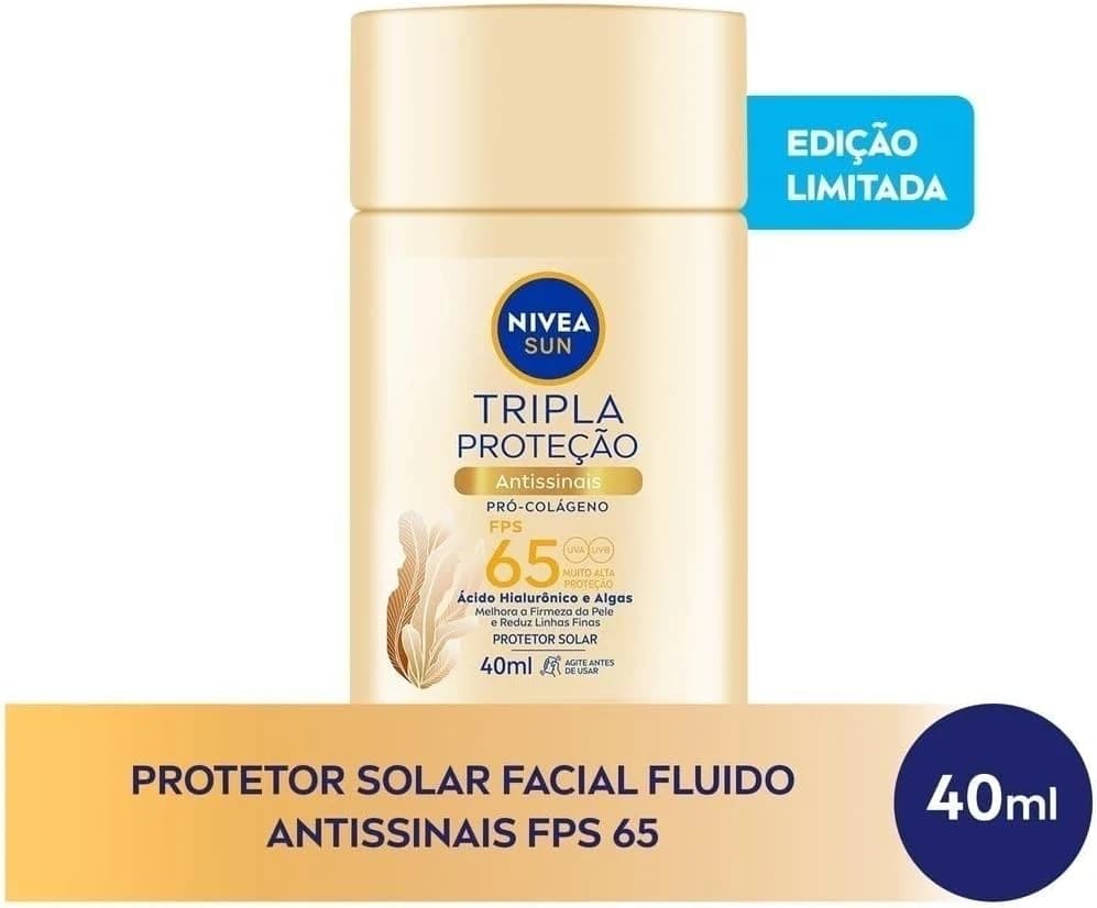 NIVEA SUN Protetor Solar Fluido Facial Tripla Proteção Antissinais FPS 65 40ml