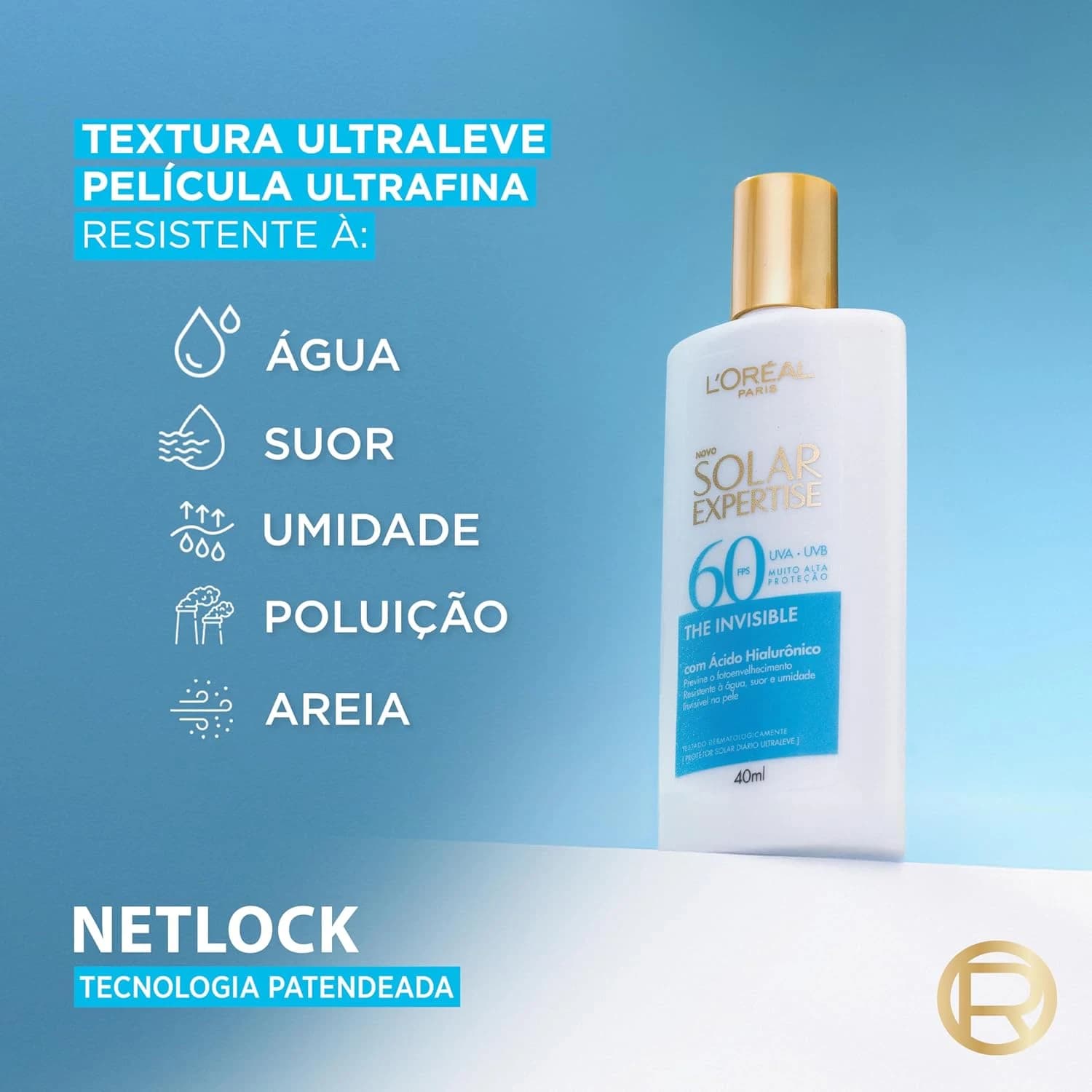 L'Oréal Paris Solar Expertise, Protetor Solar Facial The Invisible Fluido FPS60, 40g