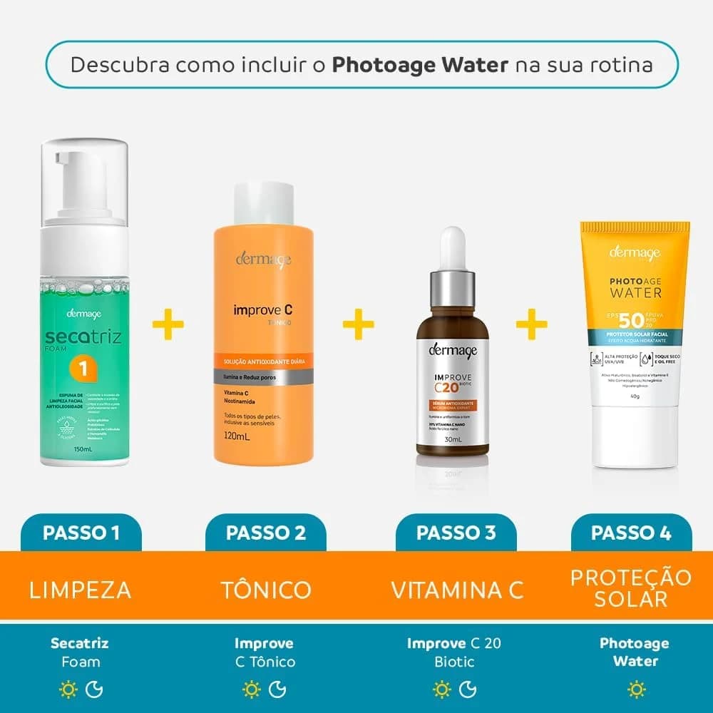 Photoage Water, Protetor Solar Incolor com FPS50 e PPD20, 40g
