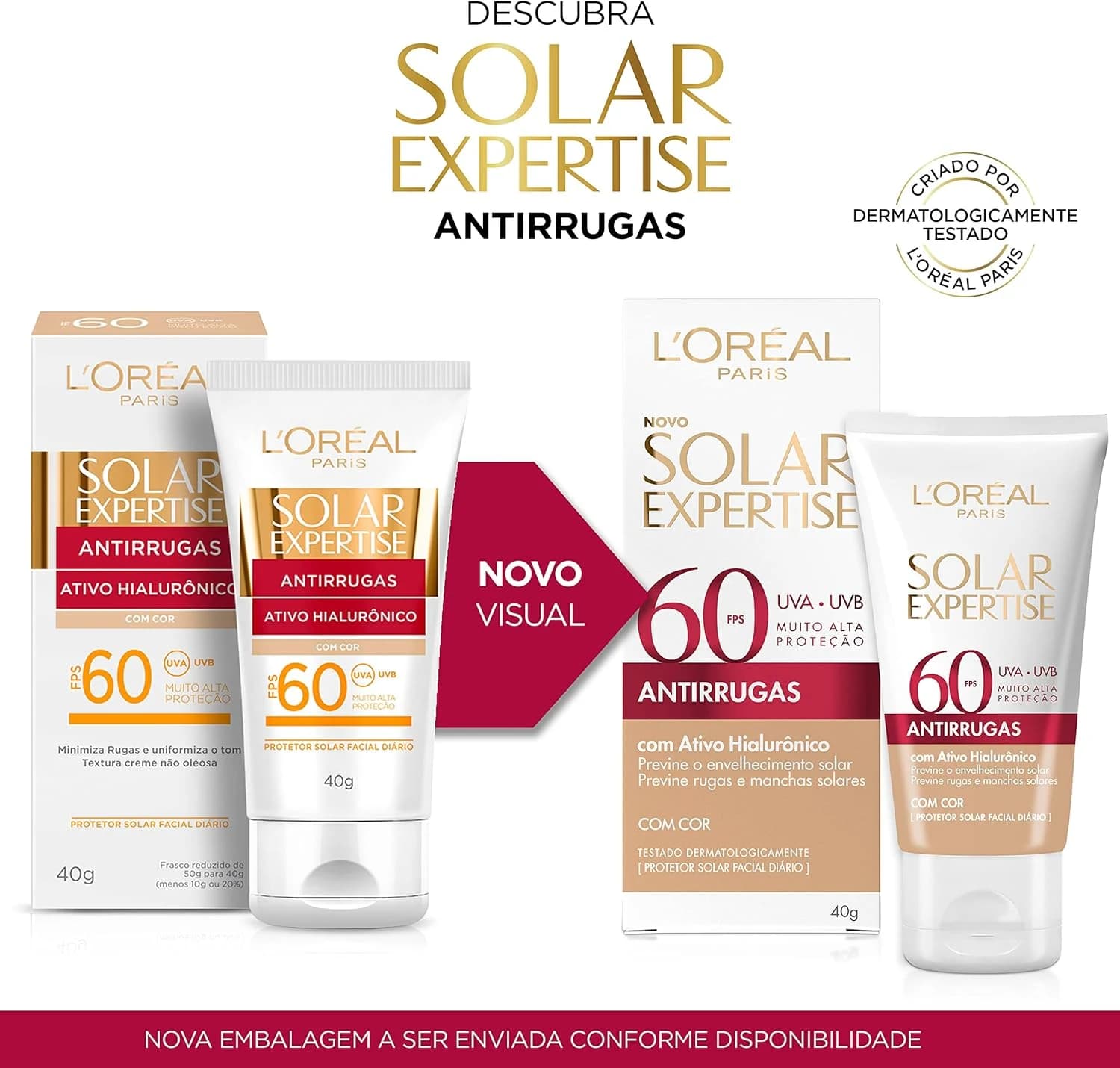 Protetor Solar Facial L'Oréal Paris Solar Expertise Antirrugas Fps 60, 40G