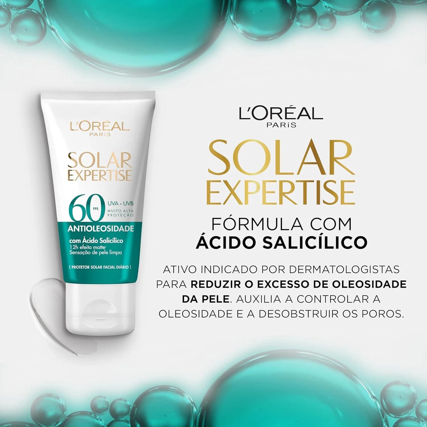L'Oréal Paris Solar Expertise Protetor Solar Facial Antioleosidade FPS60, 40g