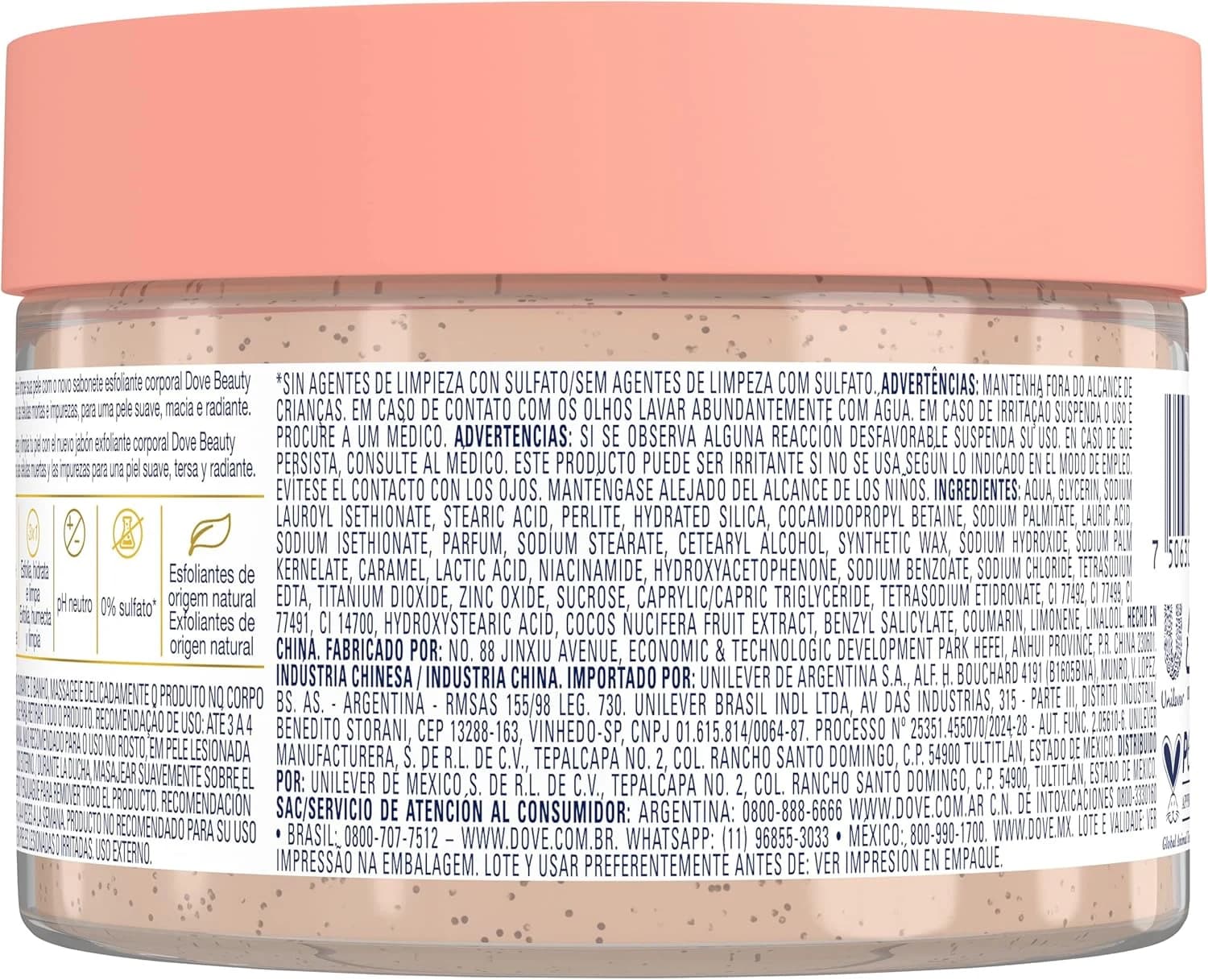 Dove Beauty Scrub Esfoliante Corporal de Coco e Açúcar Mascavo 280g