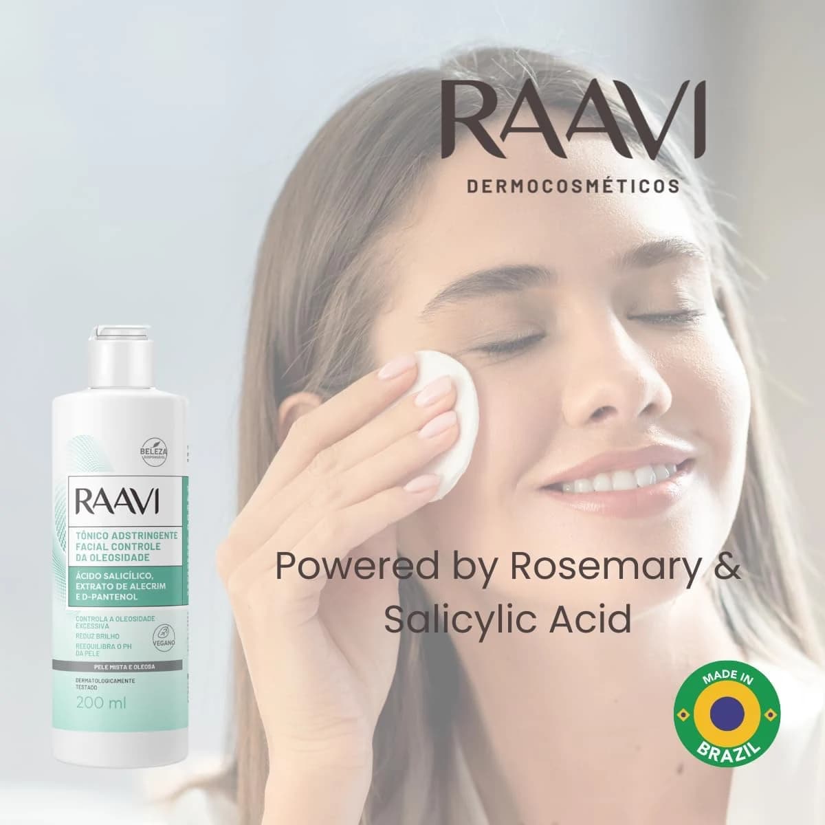 Raavi - Tônico Adstringente Facial Controle da Oleosidade Pele Mista e Oleosa 200ml