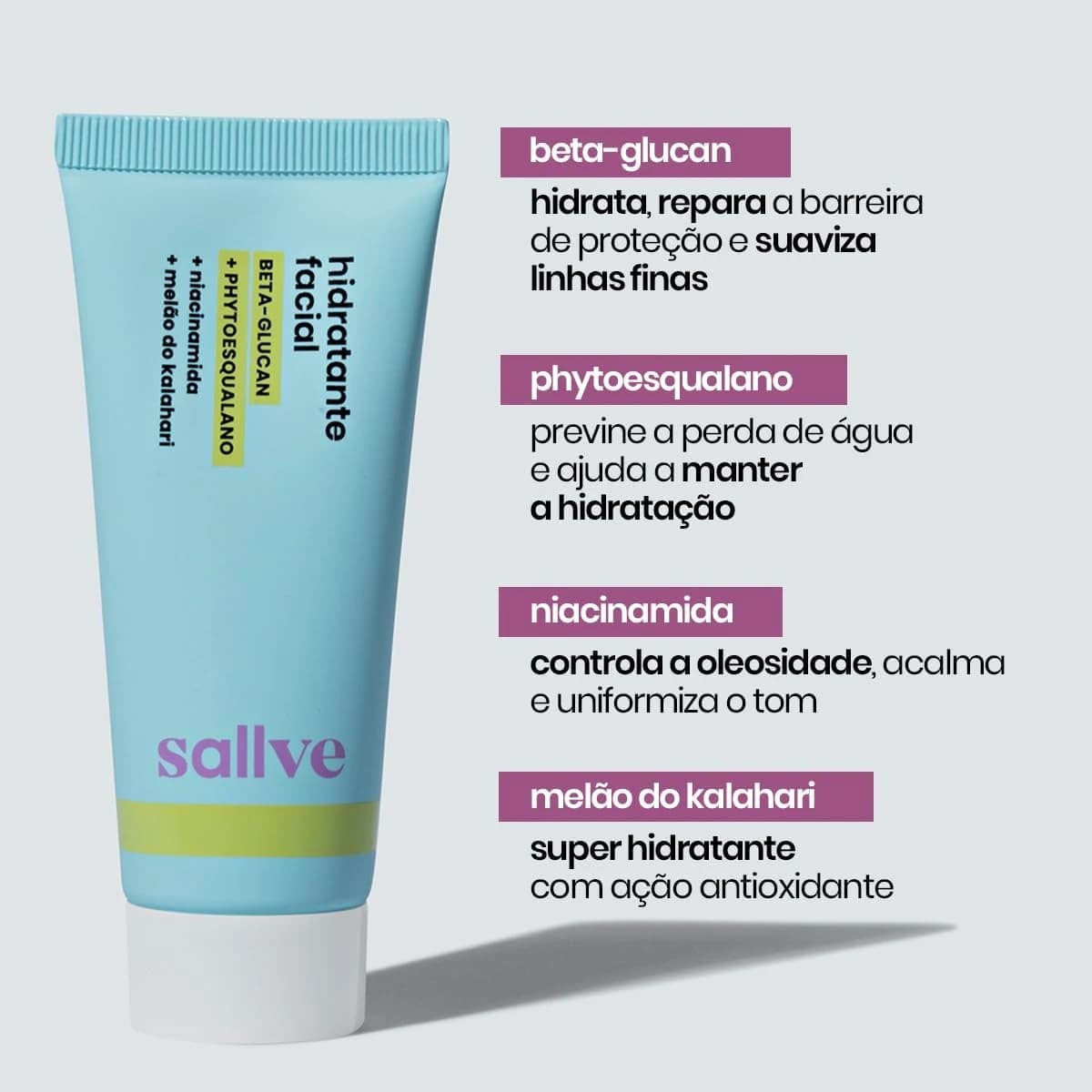 Sallve Hidratante Facial 40G - Beta-Glucan Phytoesqualano