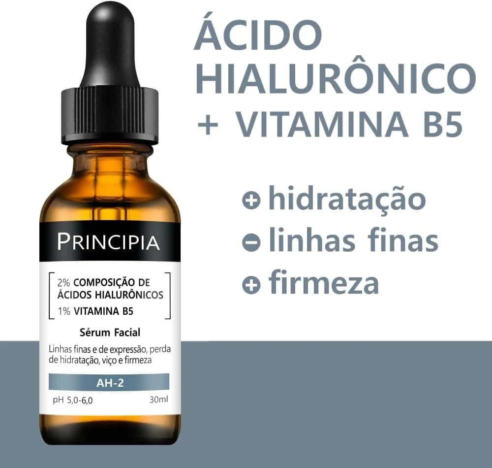 PRINCIPIA, Sérum 2% Ácidos Hialurônicos + Vitamina B5 AH-2- Hidratante Antissinais com 30ml
