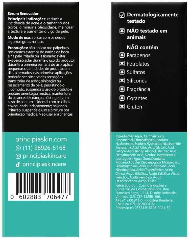 Sérum Principia Mix-01 (5% Niacinamida + 4% Glicólico + 3% Tranexâmico + 2% Salicílico)