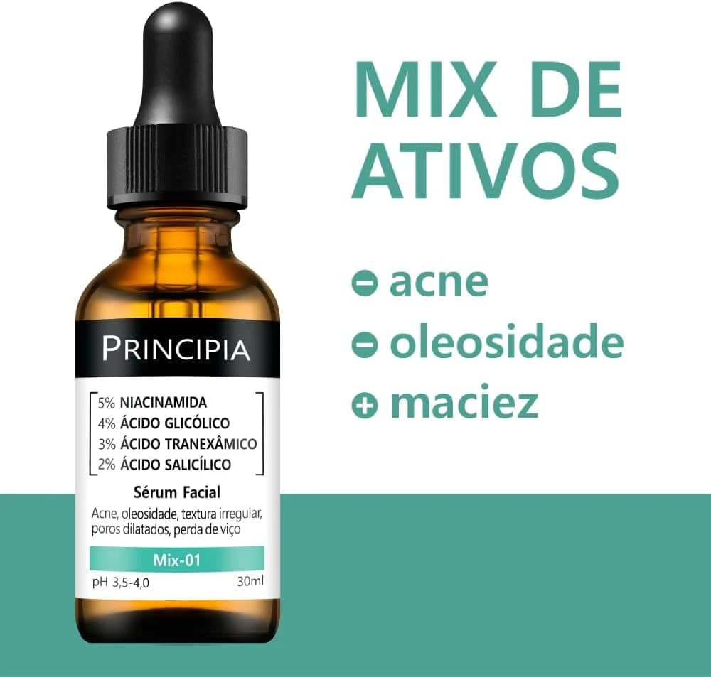 Sérum Principia Mix-01 (5% Niacinamida + 4% Glicólico + 3% Tranexâmico + 2% Salicílico)