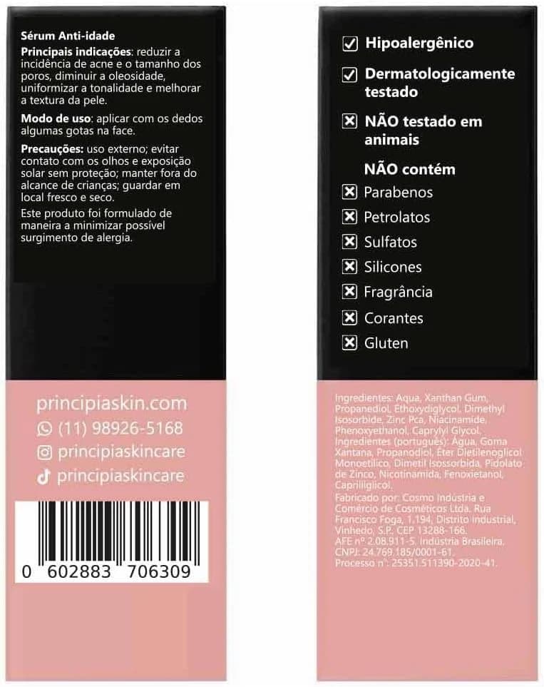 Sérum Principia 10% Niacinamida + 1% Zinco Pca NC-10