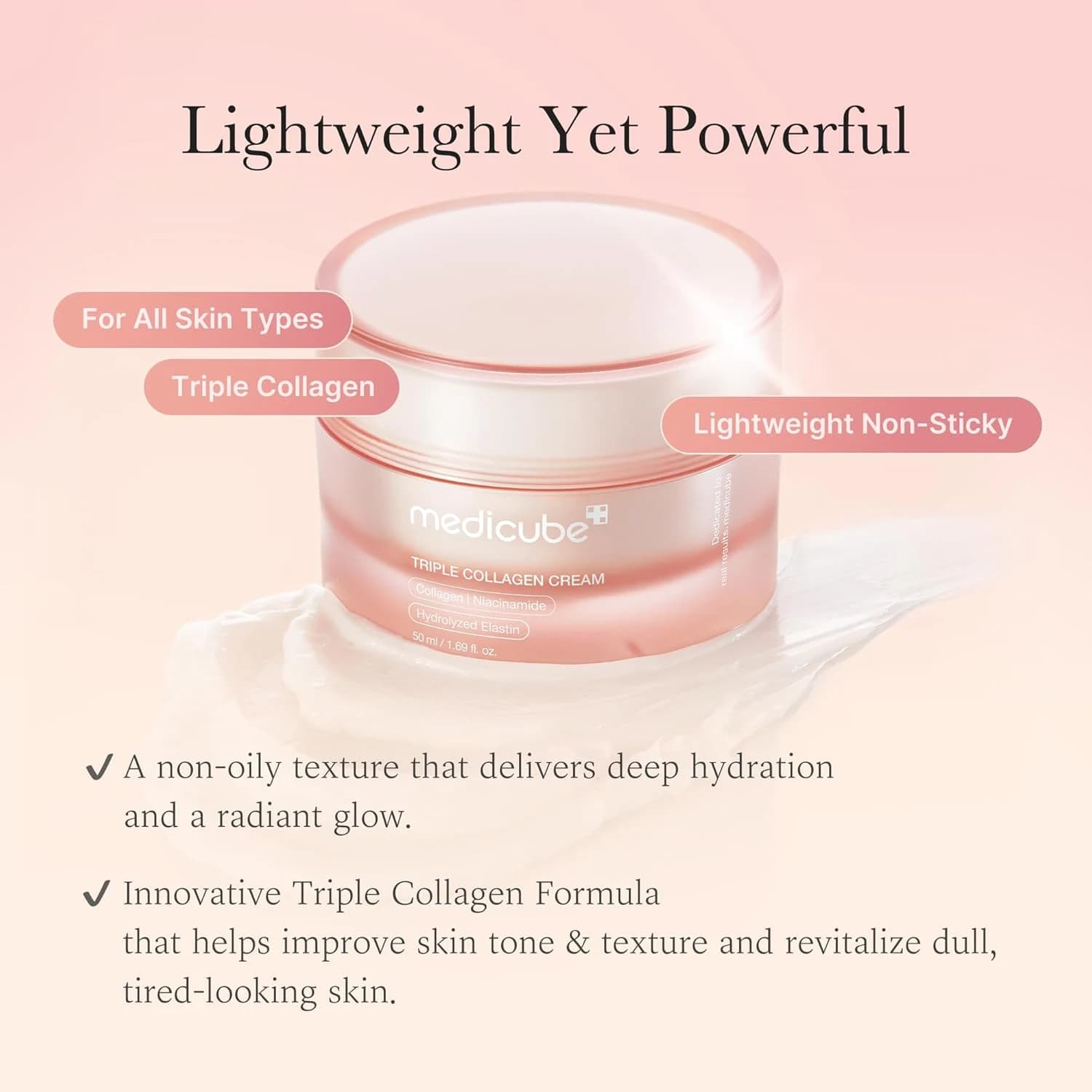 medicube Creme Triplo - Hidratante E Firmador Com Ácido Hialurônico, Elastina Premium, Manteiga Karité